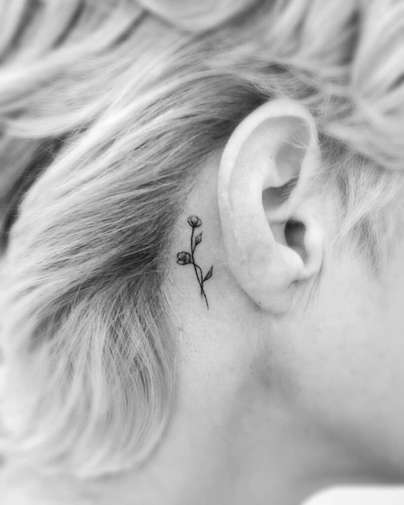 Behind-The-Ear Tiny Flower Tattoo Tattoo Design