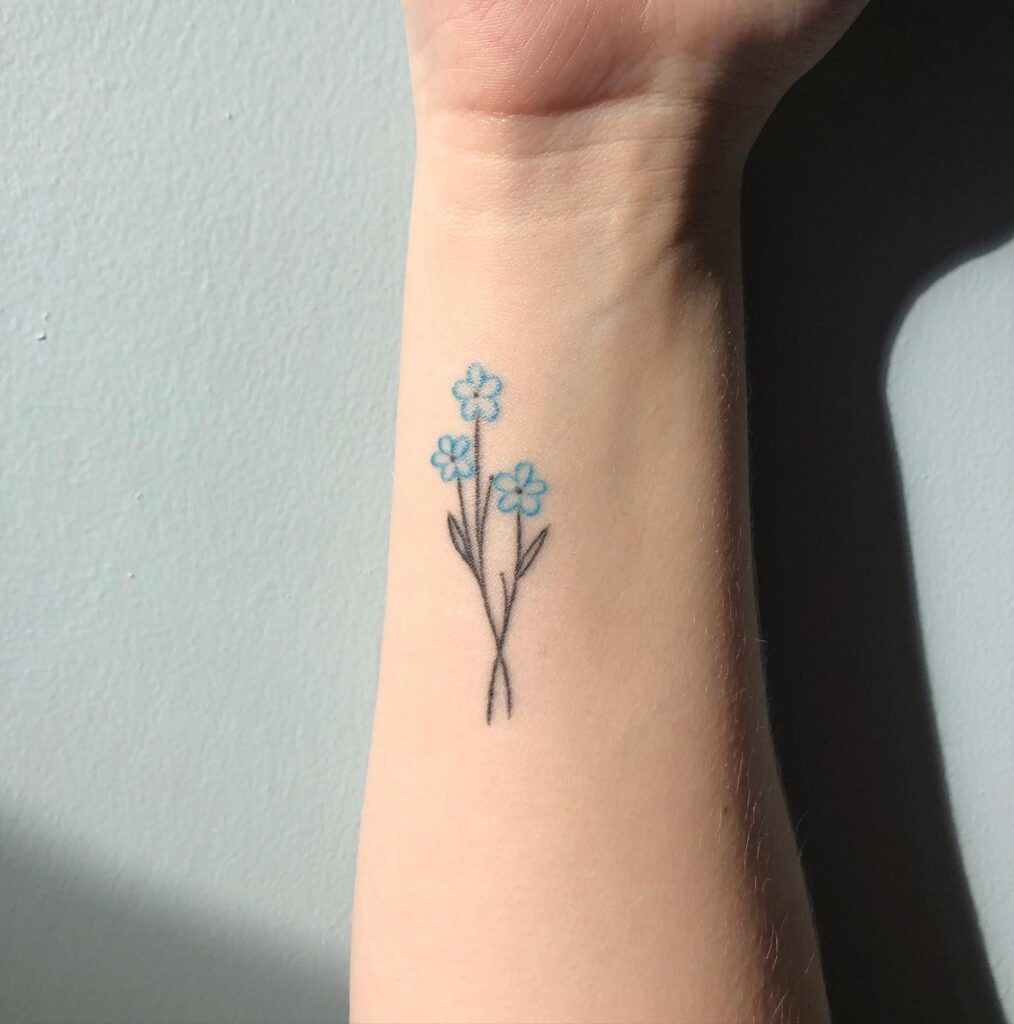 Blue Forget-Me-Not Wrist Tattoo Tattoo Design