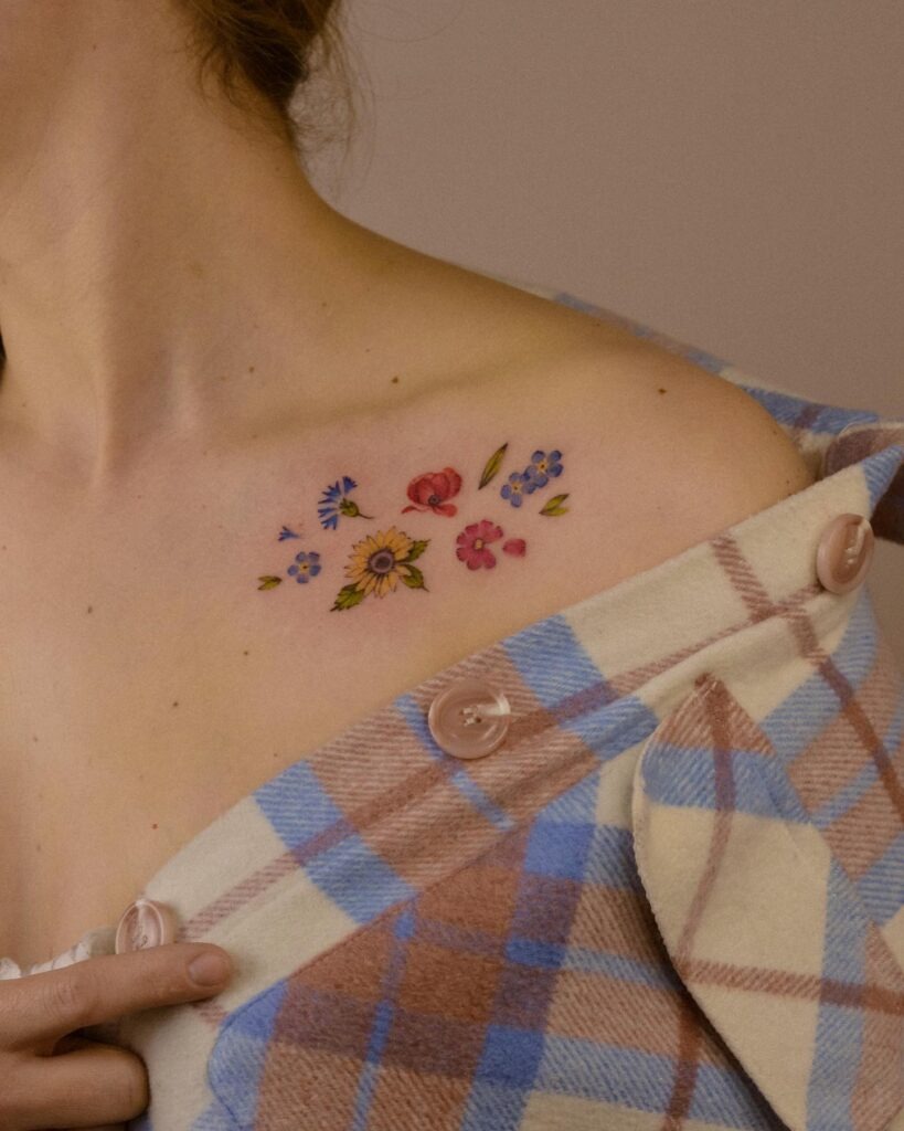 Colorful Shoulder Floral Tattoo Tattoo Design