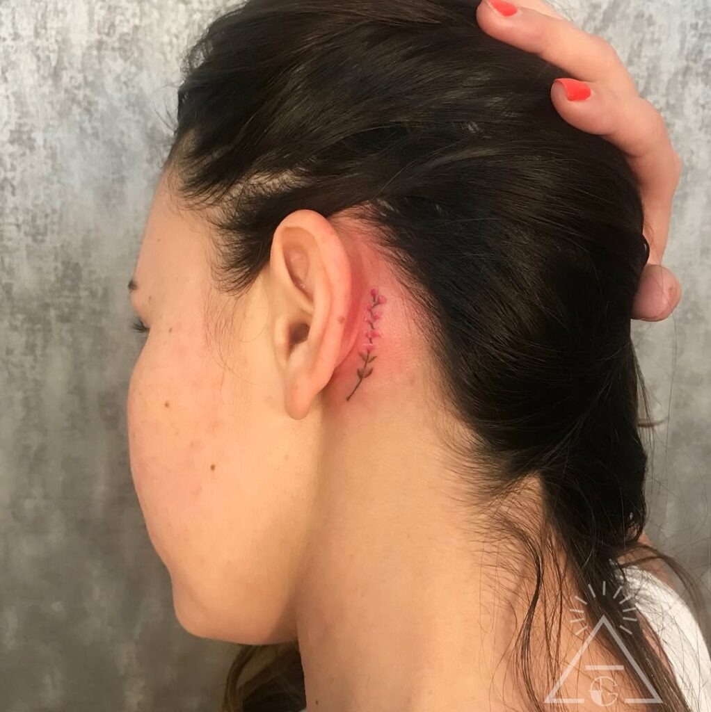 Delicate Floral Ear Tattoo Tattoo Design