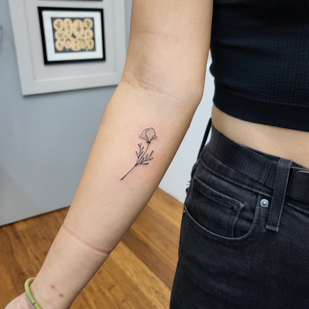 Delicate Poppy Stem Tattoo Tattoo Design