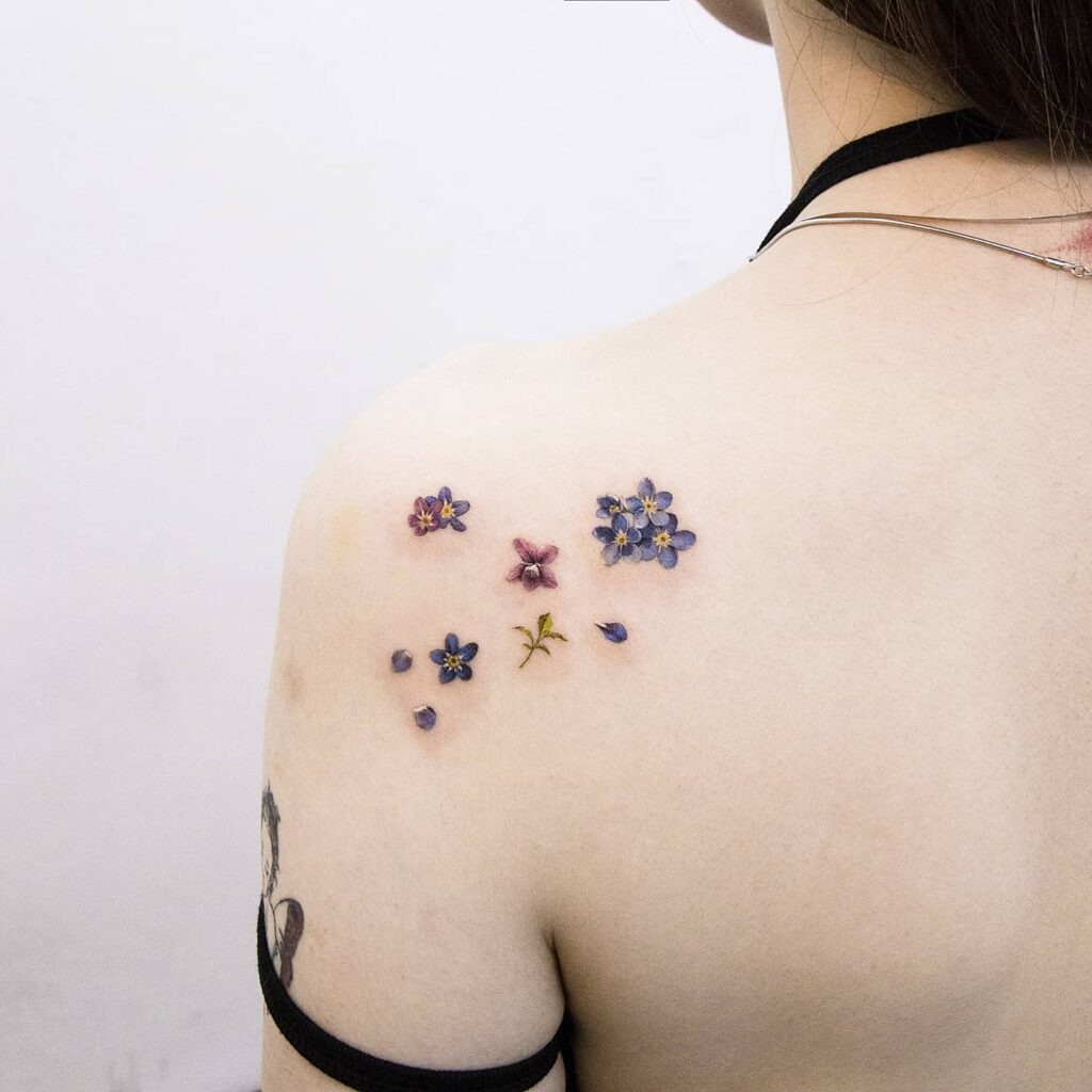 Delicate Shoulder Floral Tattoo Tattoo Design