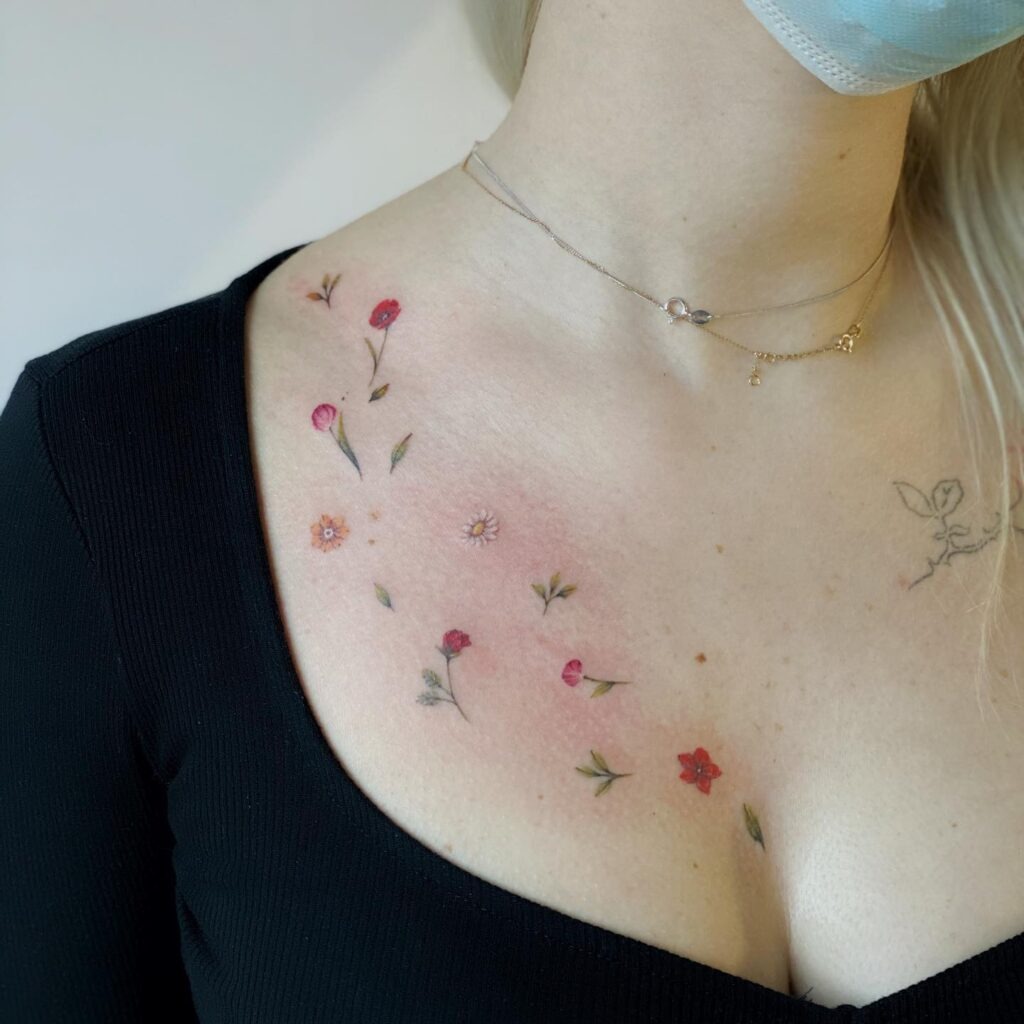 Delicate Wildflower Shoulder Tattoo Tattoo Design