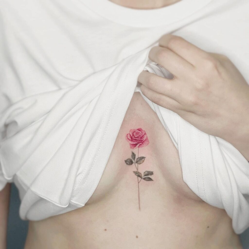 Elegant Chest Rose Tattoo Tattoo Design