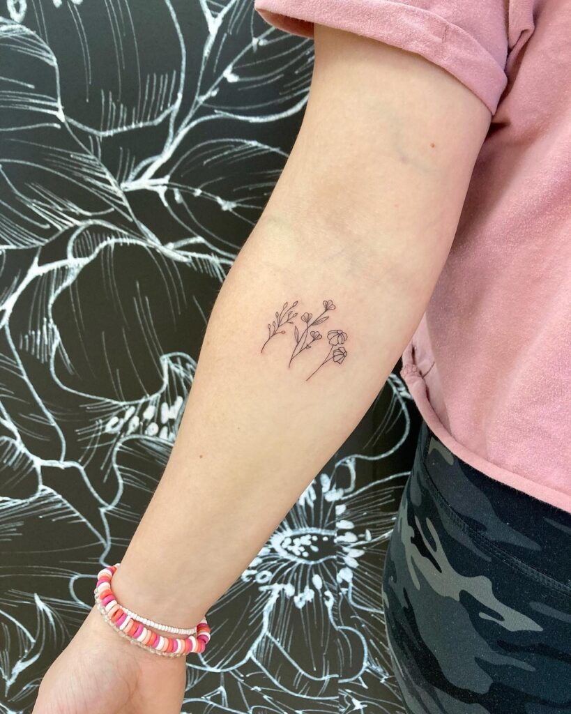 Minimalist Wildflower Bouquet Tattoo Tattoo Design
