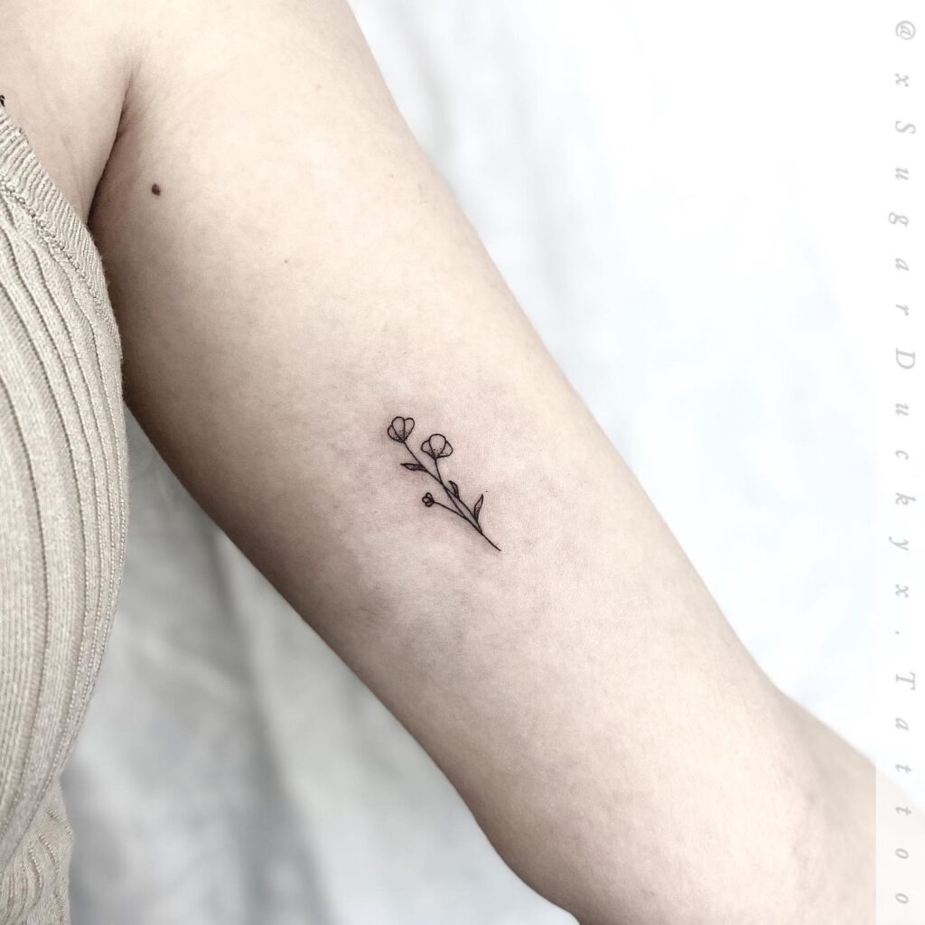 Minimalist Wildflower Stem Tattoo Tattoo Design