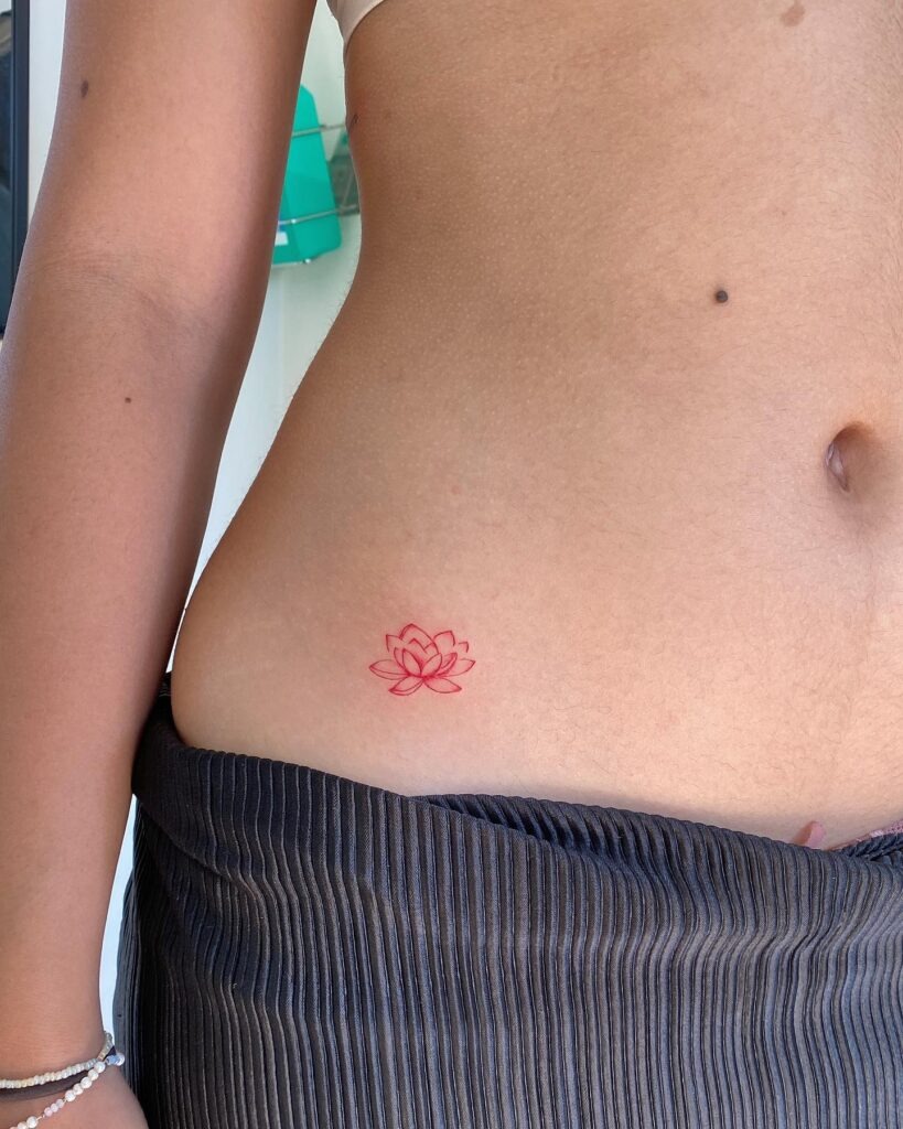 Minimalistic Red Lotus Tattoo Tattoo Design