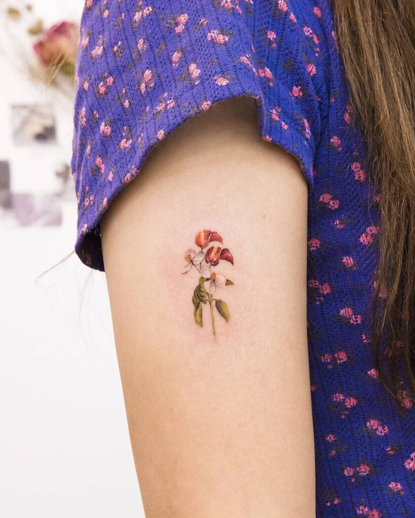 Realistic Floral Arm Tattoo Tattoo Design