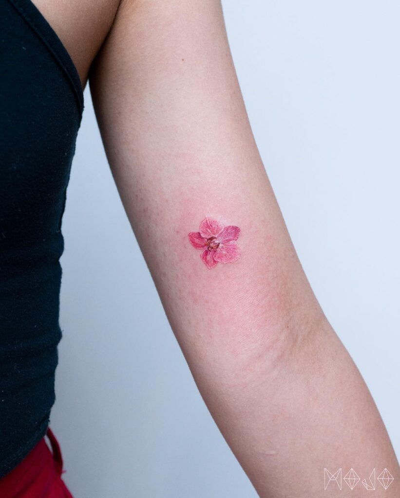 Realistic Pink Flower Tattoo Tattoo Design