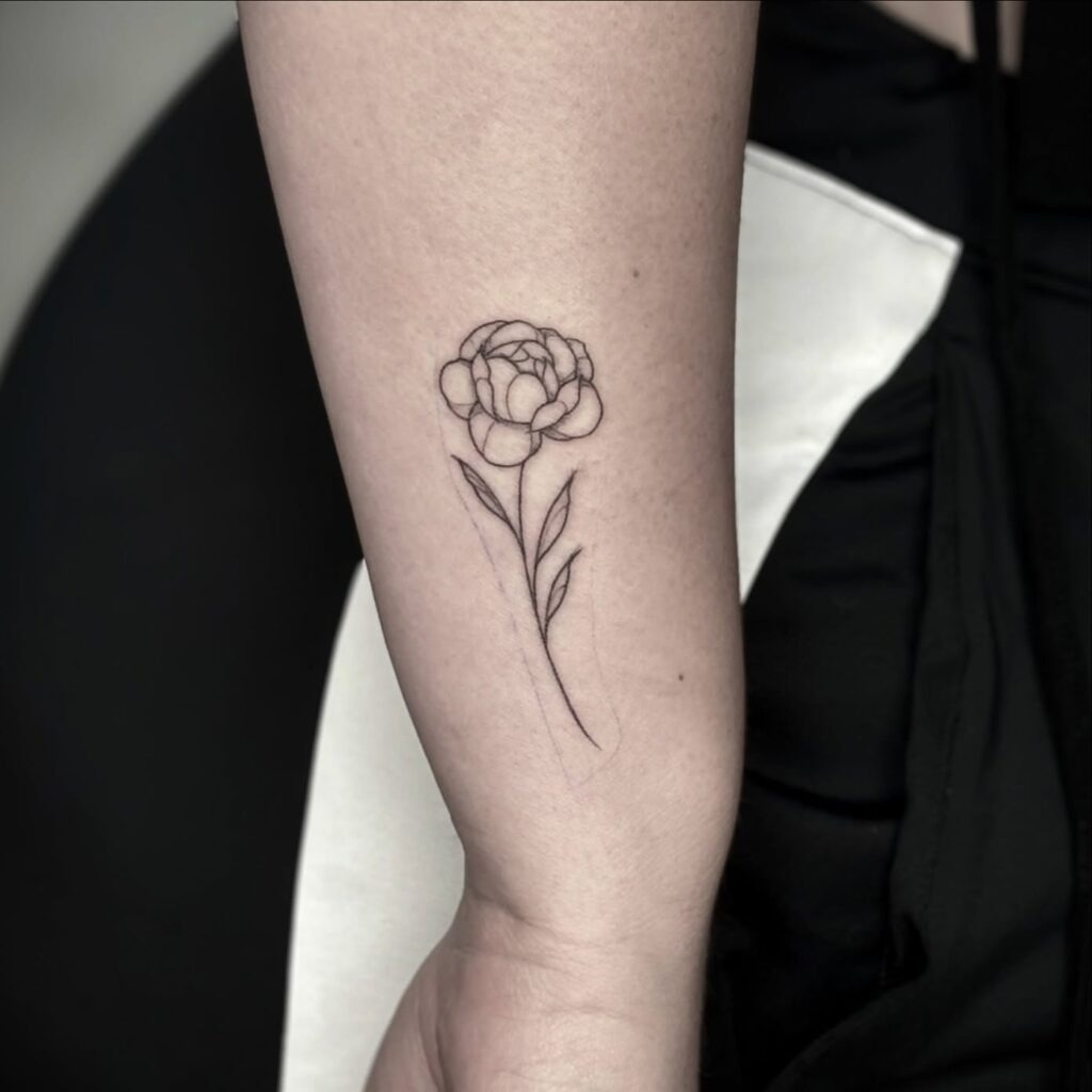 Single Line Peony Tattoo Tattoo Design