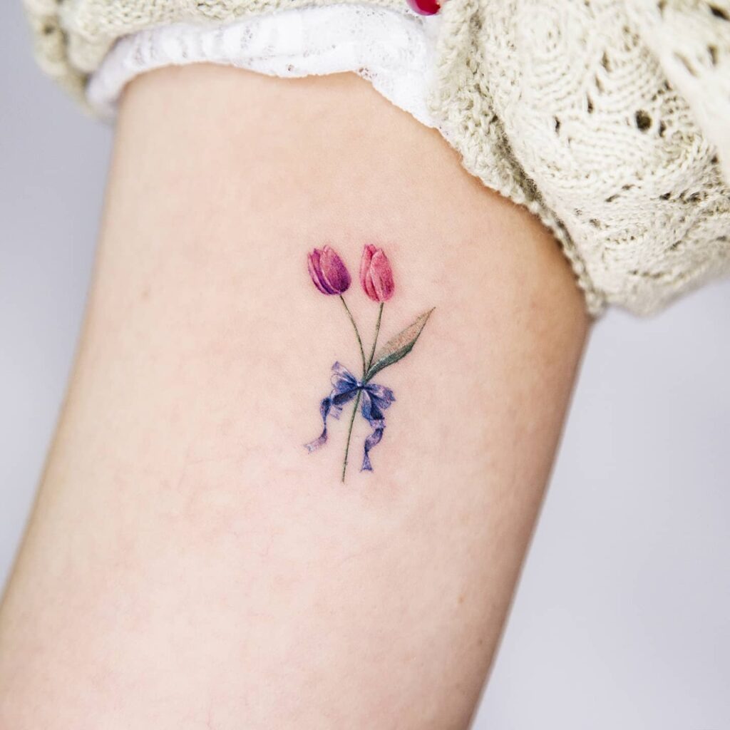 Tulip Pair with Bow Tattoo Tattoo Design