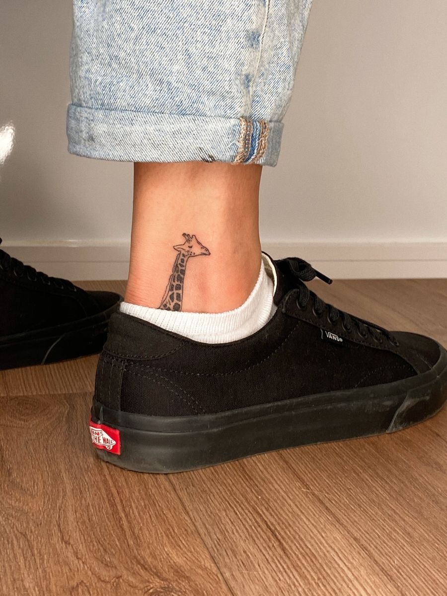 Minimal Giraffe Ankle Tattoo Tattoo Design