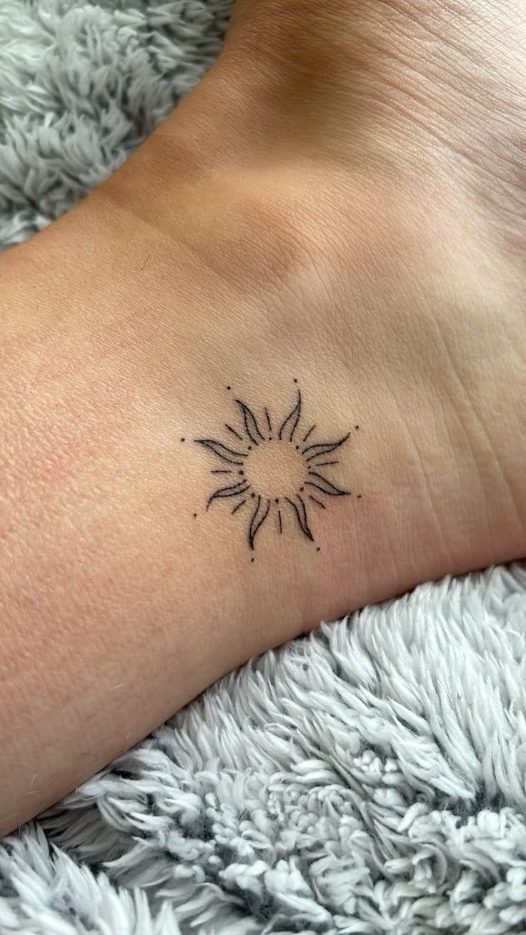 Minimal Sun Ankle Tattoo Tattoo Design