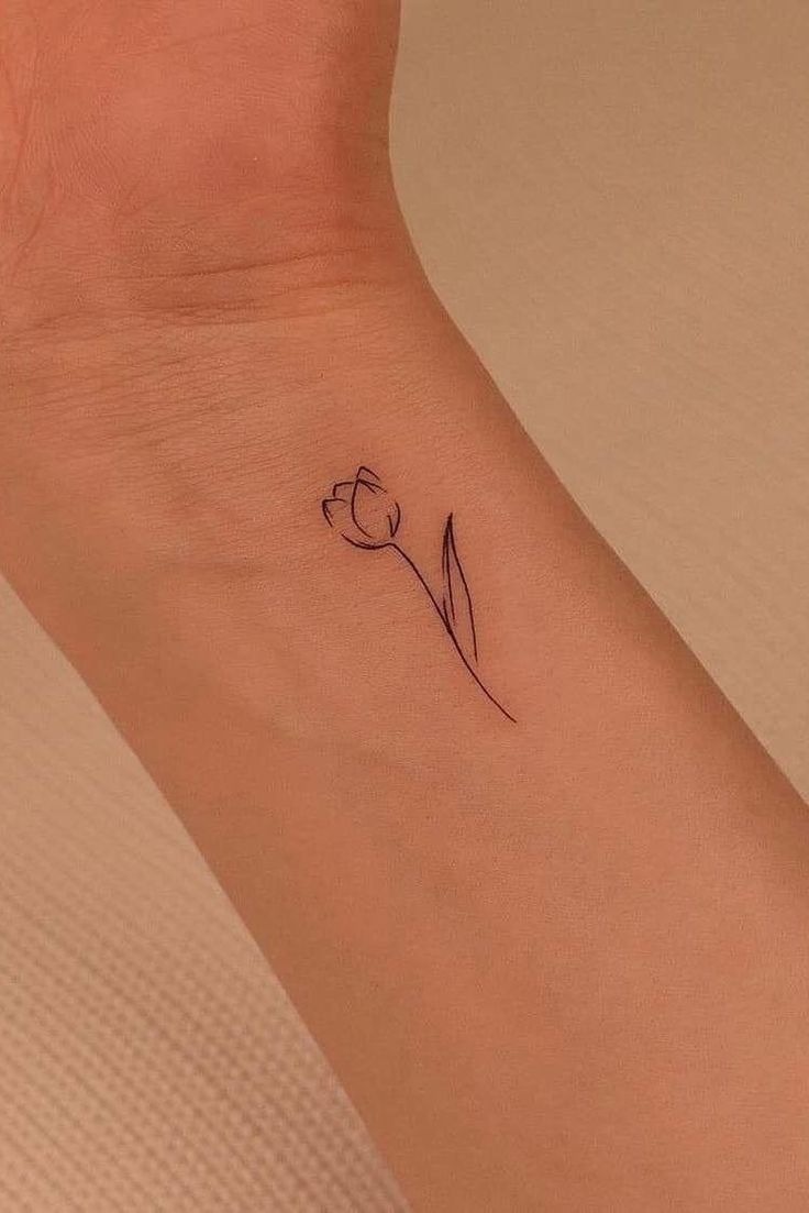 Single Line Lotus Wrist Tattoo Tattoo Design