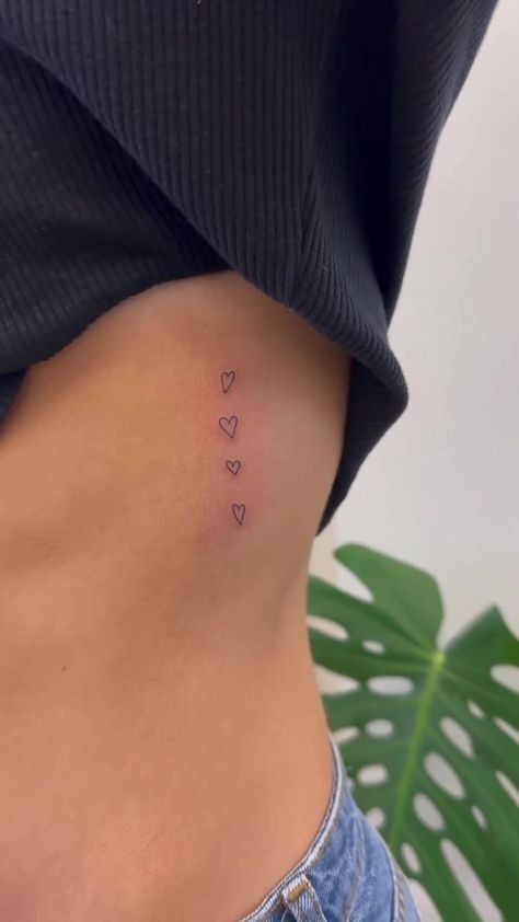 Tiny Stacked Heart Rib Tattoo Tattoo Design
