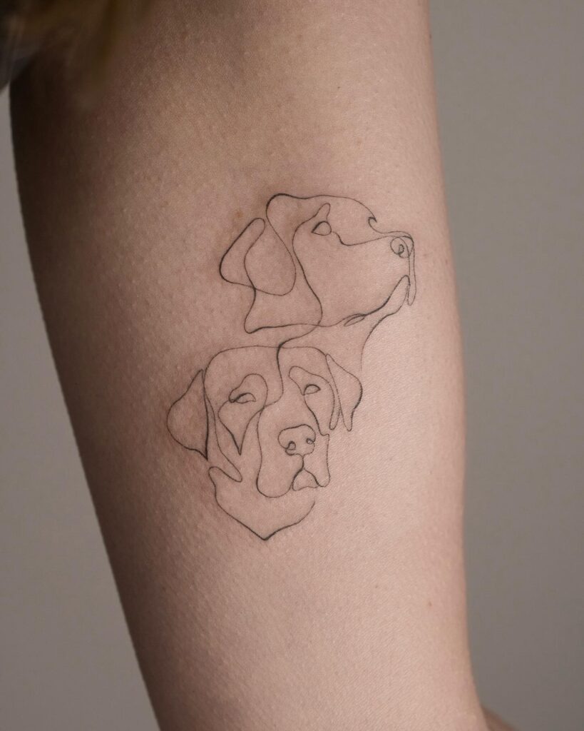 Double Dog Outline Tattoo Tattoo Design