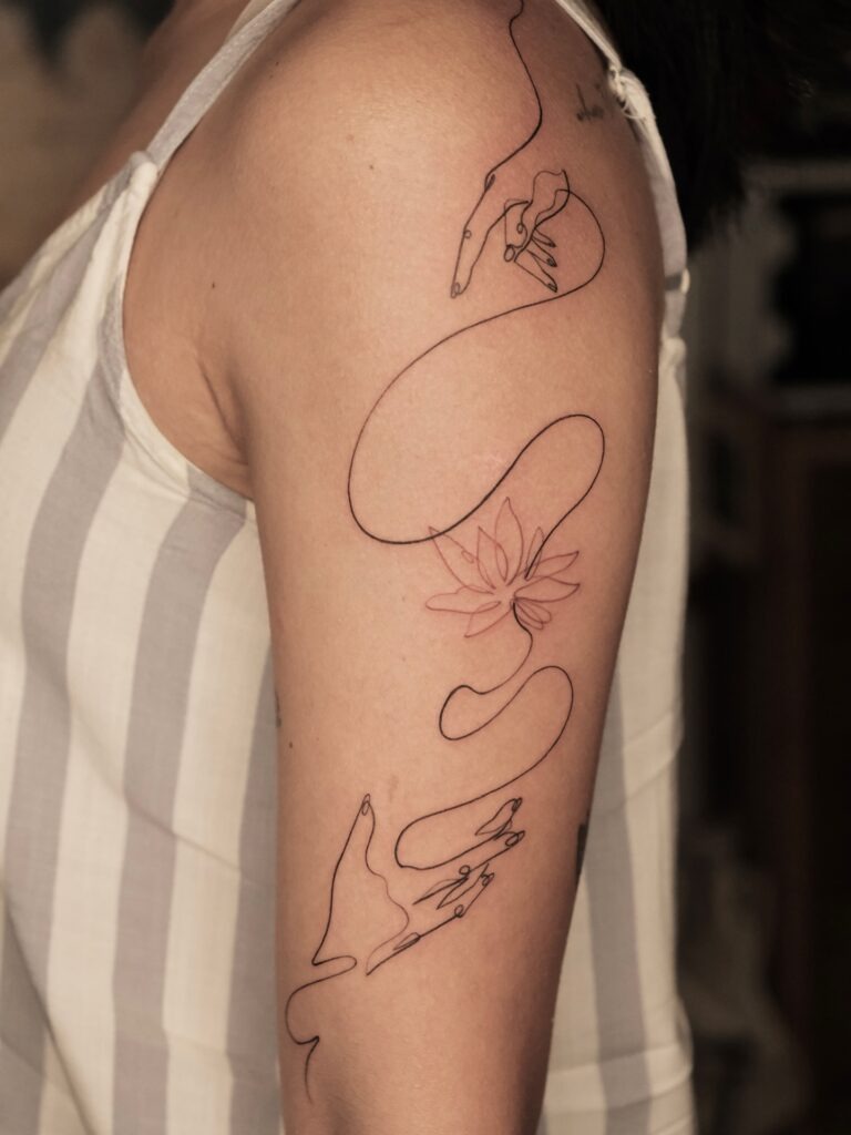 Flowing Hands and Lotus Tattoo Tattoo Design