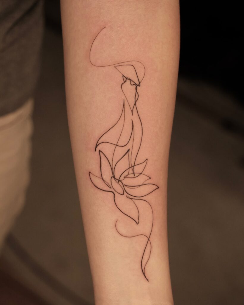 Graceful Woman and Lotus Tattoo Tattoo Design