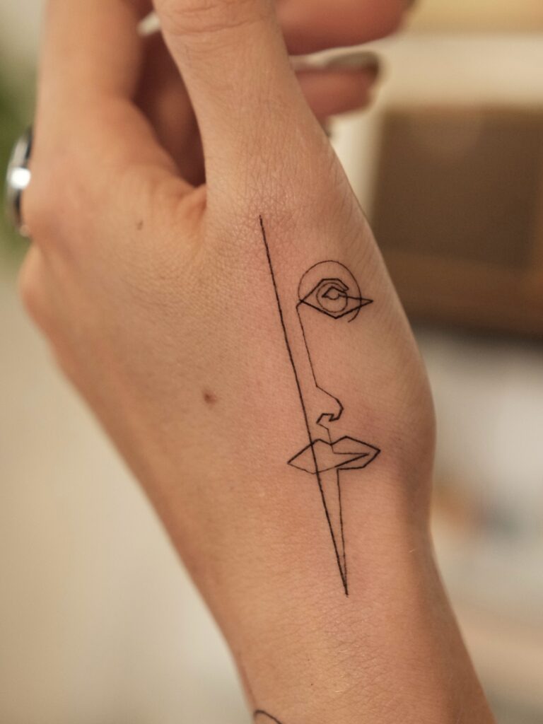 One Line Abstract Face Tattoo Tattoo Design