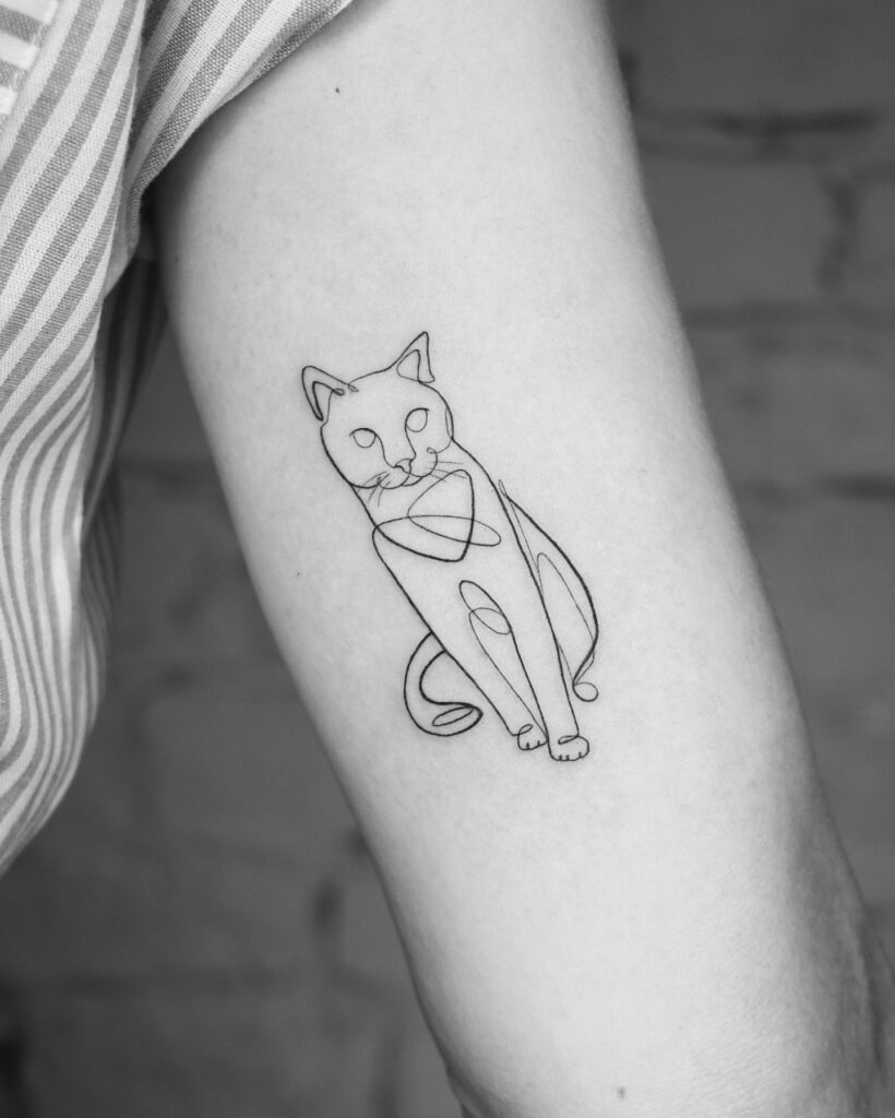 One Line Cat Tattoo Tattoo Design