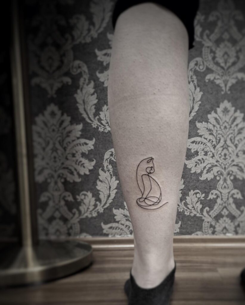 One Line Cat Tattoo Tattoo Design