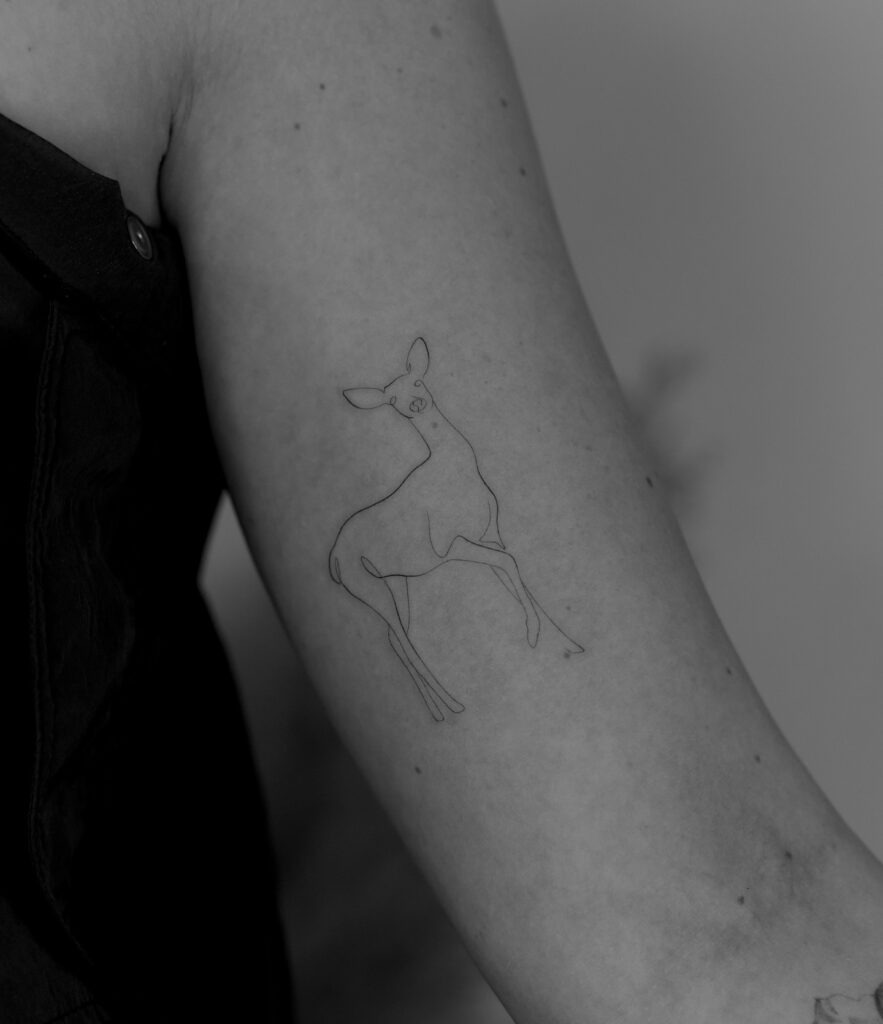One Line Deer Tattoo Tattoo Design
