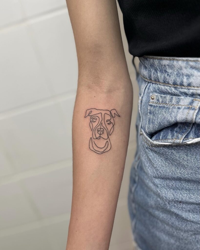 One Line Dog Face Tattoo Tattoo Design