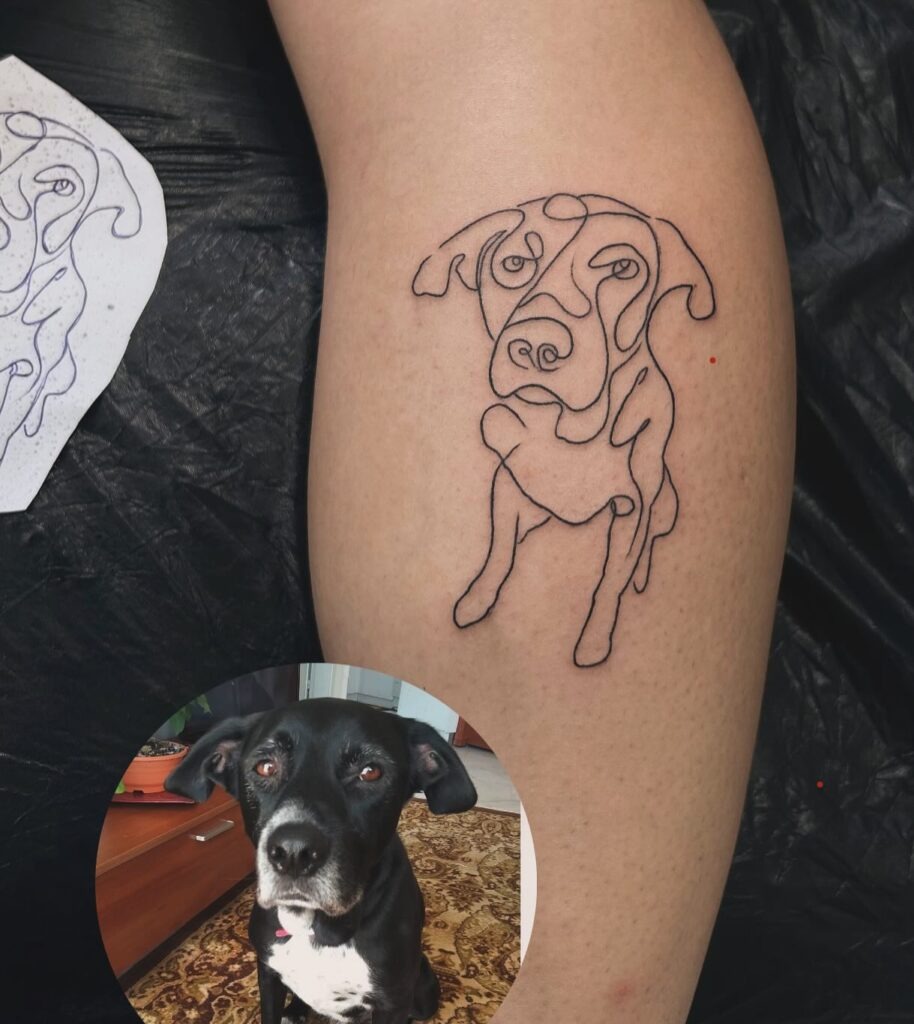 One Line Dog Portrait Tattoo Tattoo Design