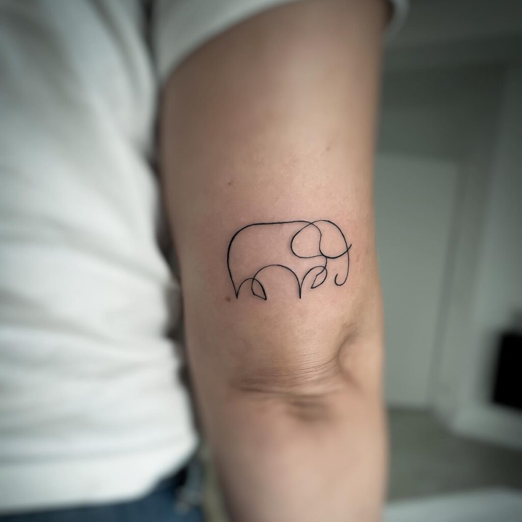 One Line Elephant Tattoo Tattoo Design