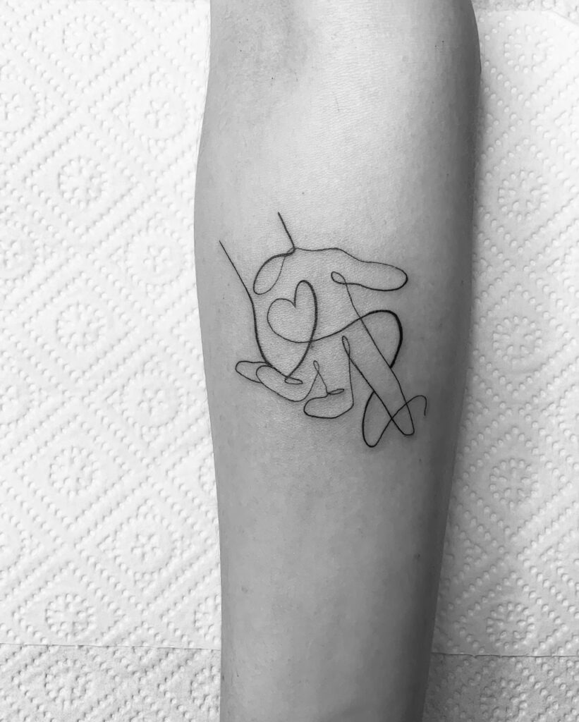 One Line Hands Holding Heart Tattoo Tattoo Design