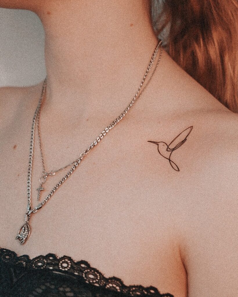 One Line Hummingbird Tattoo Tattoo Design