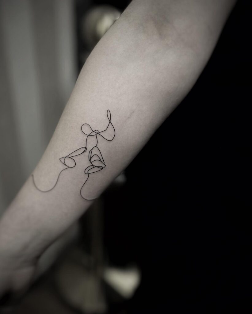 One Line Kiss Tattoo Tattoo Design