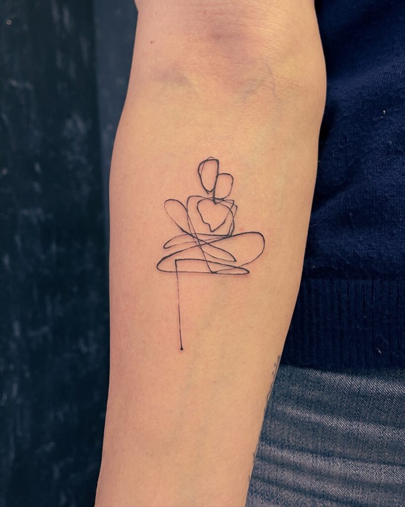 One Line Mother and Child Tattoo Tattoo Design