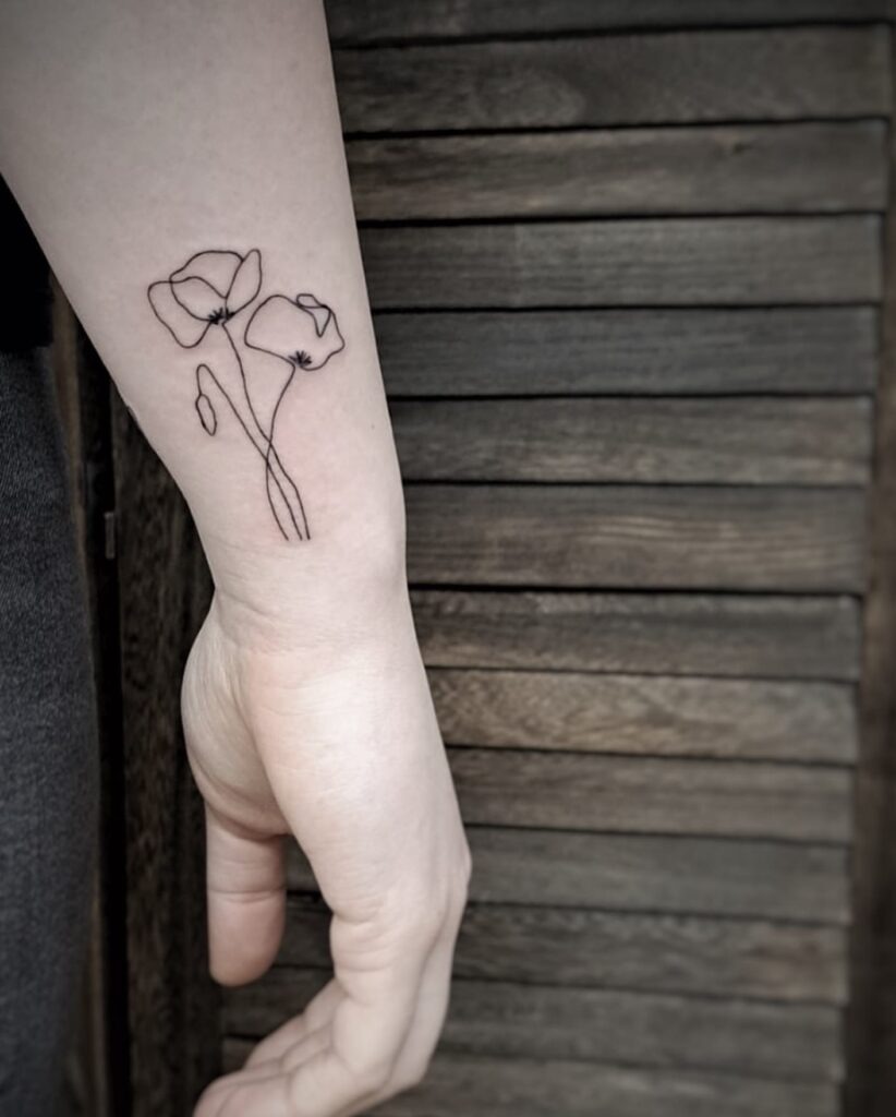 One Line Poppy Flowers Tattoo Tattoo Design