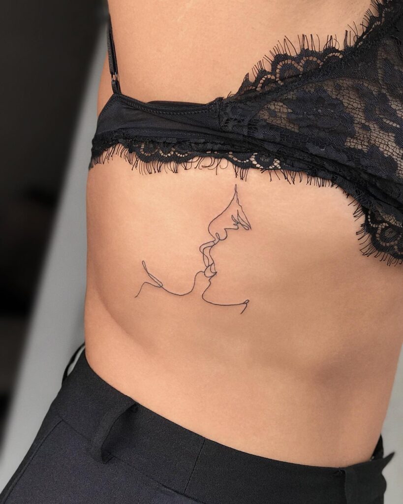 One Line Rib Kiss Tattoo Tattoo Design