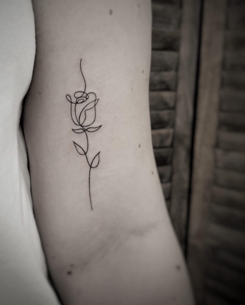 One Line Rose Tattoo Tattoo Design