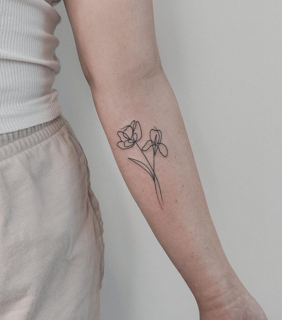 One Line Twin Flower Tattoo Tattoo Design