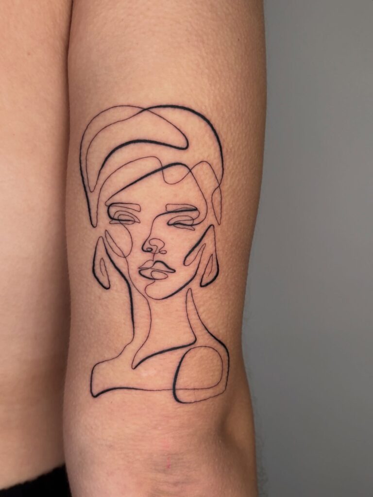 One Line Woman Portrait Tattoo Tattoo Design