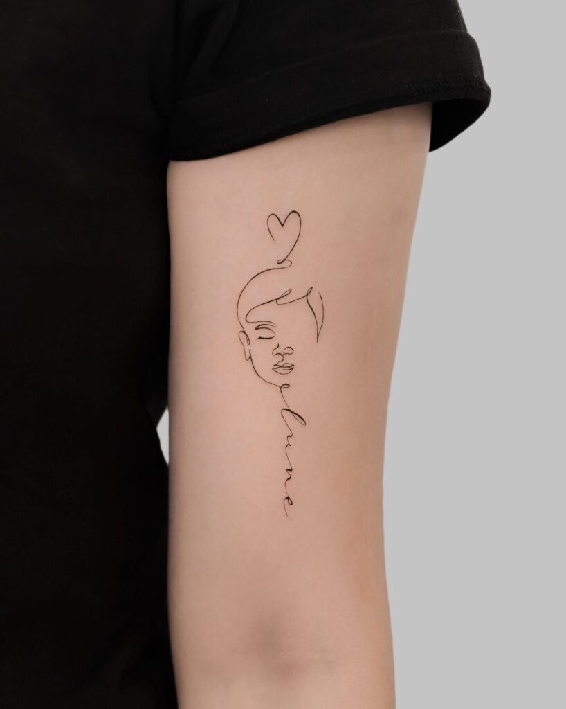 Single Line Moonlight Son Tattoo Tattoo Design