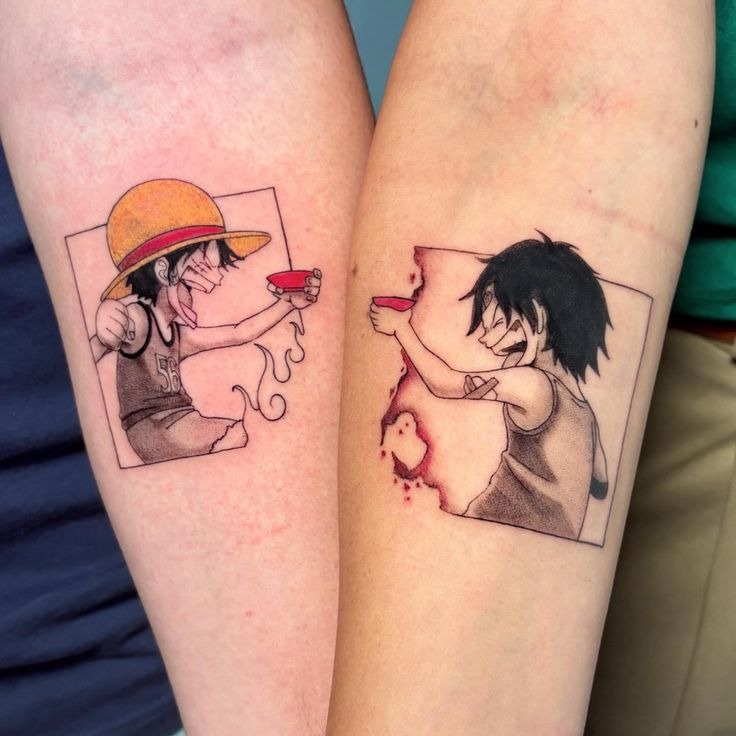 Luffy and Ace Blood Pact Tribute Tattoo Design