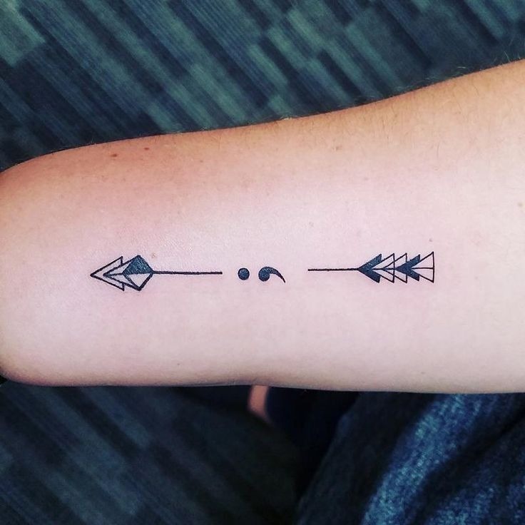 Incorporating an infinity arrow into the semicolon adds another layer of symbolism, endless strength and forward momentum.