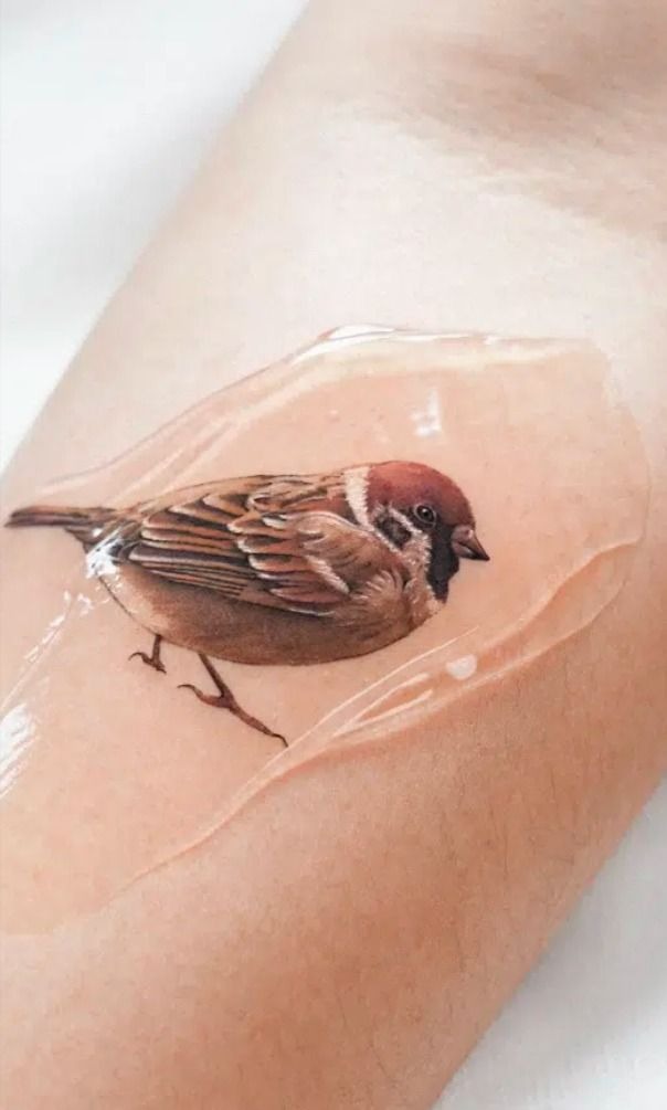 Bold Black Ink Sparrows Tattoo Design