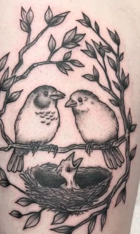 Botanical Sparrow on Arm Tattoo Design