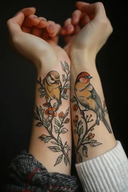 Flying Sparrow on Thigh Tattoo Design