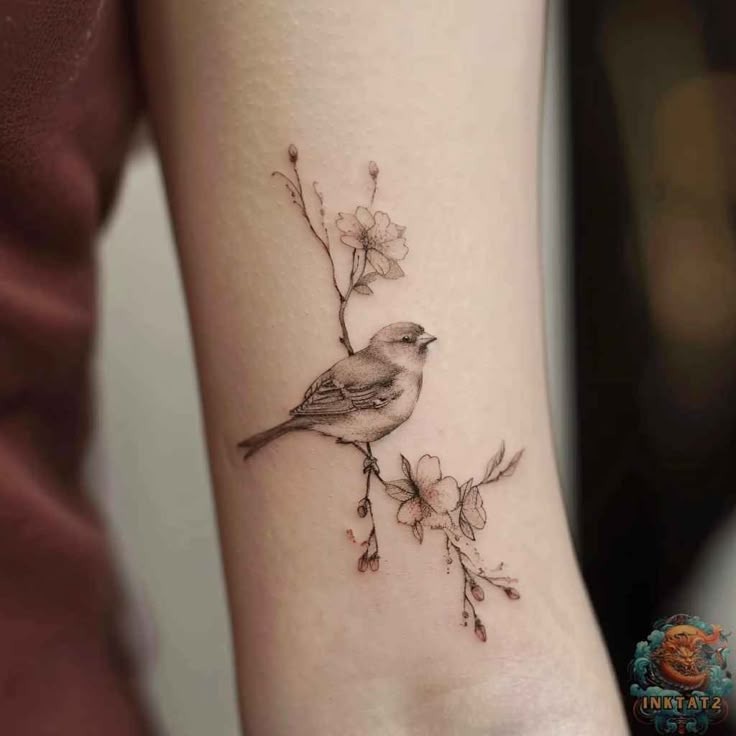 Playful Cartoon Sparrow Tattoo Design
