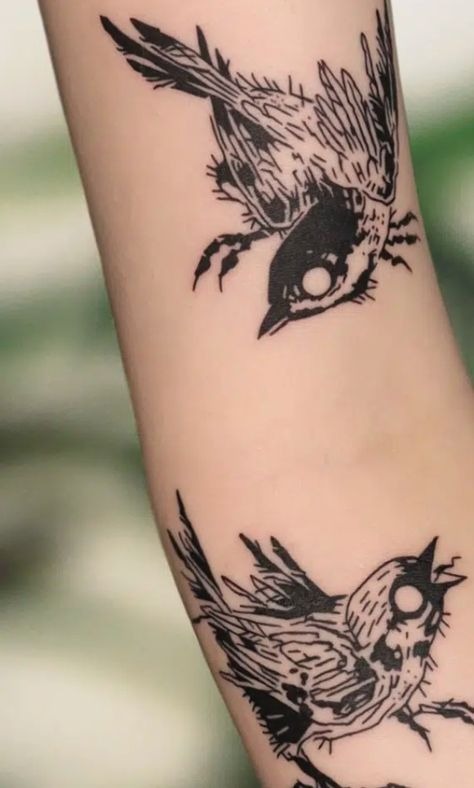 Realistic Sparrow Above the Knee Tattoo Design