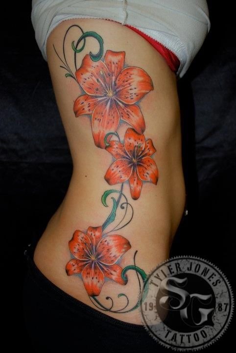 Curved Tiger Lily Side Tattoo Tattoo Design