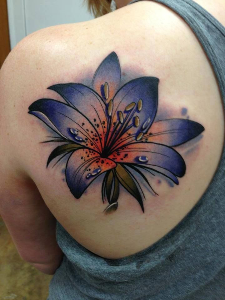 Purple Tiger Lily Shoulder Tattoo Tattoo Design