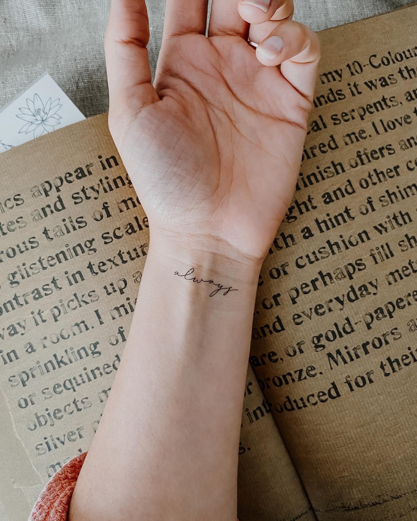 Tiny “Always” Script Wrist Tattoo Tattoo Design