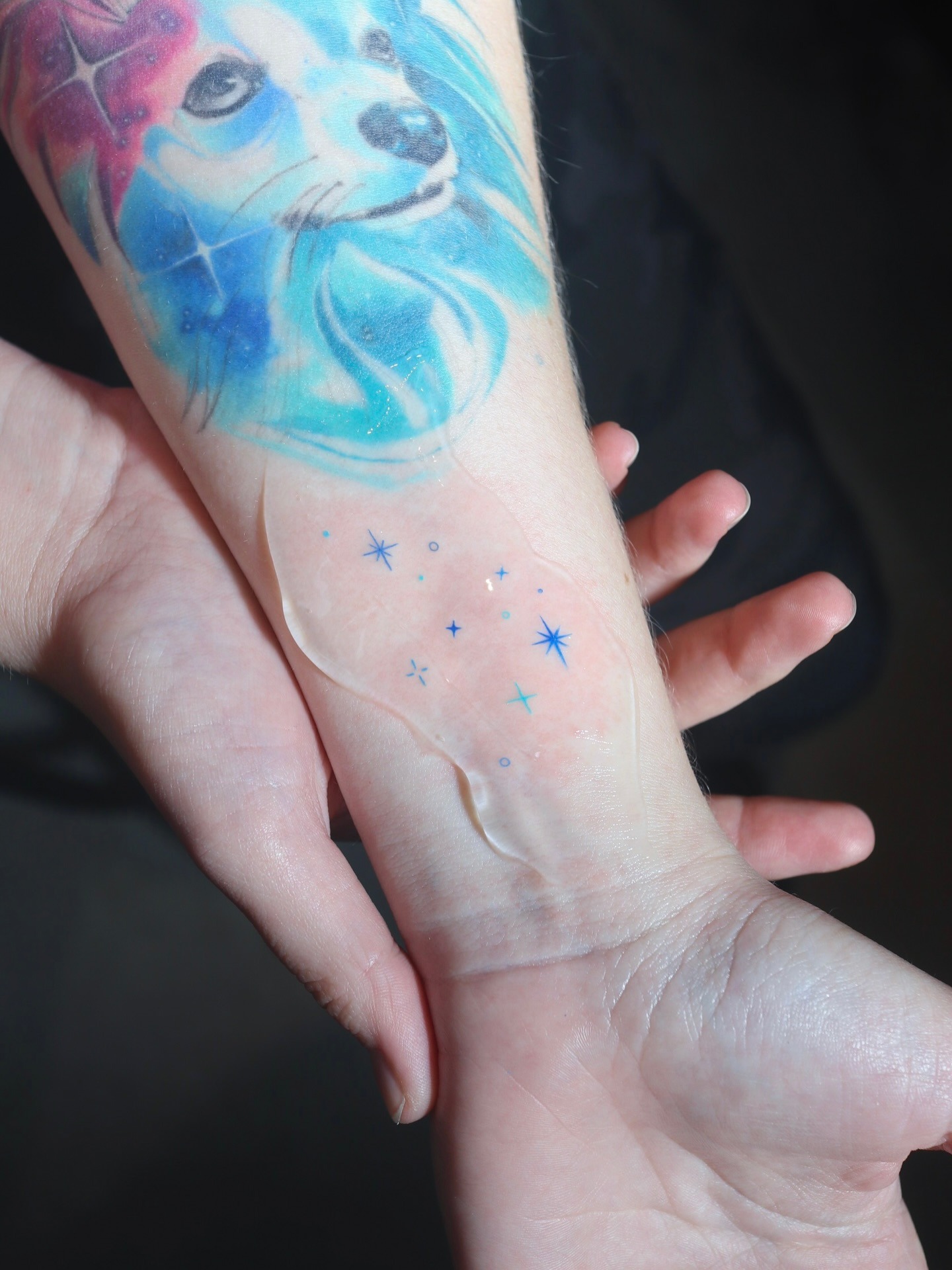 Tiny Blue Star Cluster Wrist Tattoo Tattoo Design